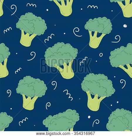 Broccoli Pattern Seamless. Vector Illustration For Background, Print, Texture. Broccoli Have Abstrac