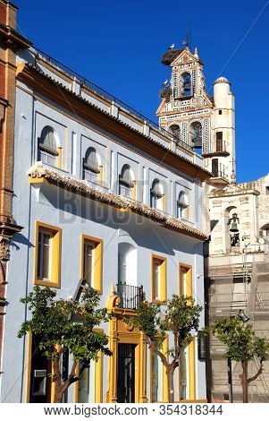 Ecija, Spain - November 13, 2008 - Buildings In The Corner Of The Plaza De Espana In The Town Centre