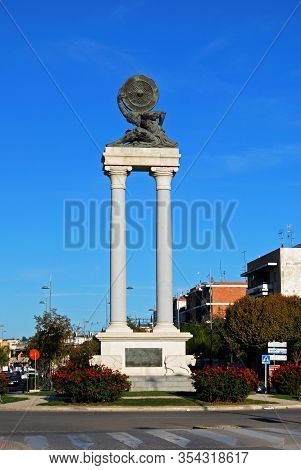 Ecija, Spain - November 13, 2008 - Hercules Monument Alon Gthe Avenue Genil, Ecija, Spain - November
