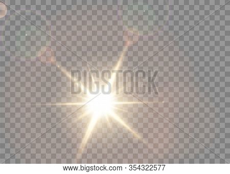Vector Transparent Sunlight Special Lens Flash Light Effect.front Sun Lens Flash. Vector Blur In The