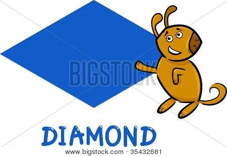 Forma di diamante con cane Cartoon