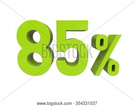 3d Render: ISOLATED 85% Percent Discount 3d Sign on White Background, Special Offer 85% Discount Tag, Sale Up to 85 Percent Off, Eighty-five Percent Letters Sale Symbol, Special Offer Label