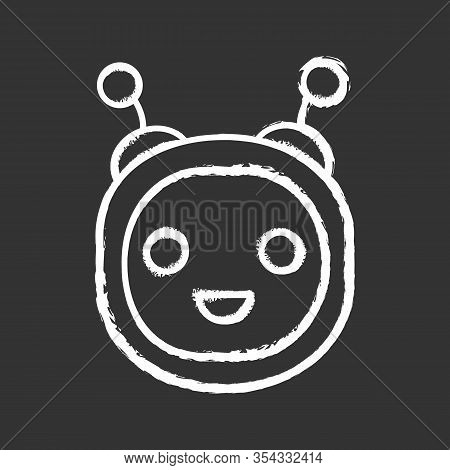 Chatbot Chalk Icon. Talkbot. Modern Robot. Round Head Laughing Chat Bot. Virtual Assistant. Conversa