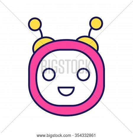 Chatbot Color Icon. Talkbot. Modern Robot. Round Head Laughing Chat Bot. Virtual Assistant. Conversa