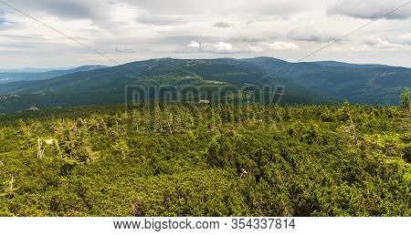 Krkonose Mountains Scenery From Divci Kameny On Czech-polish Borders During Cloudy Summer Day