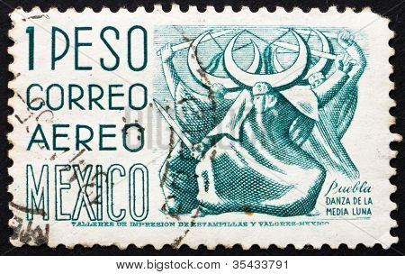 Francobollo Messico 1950 Puebla, danza della mezza luna