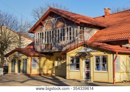 Zelenogradsk, Kaliningrad Region, Russia - April 02, 2019: Typical Old Historic German Building With