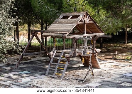 Dilapidated Childrens Play Area In The Village Of Torremendo In Spain