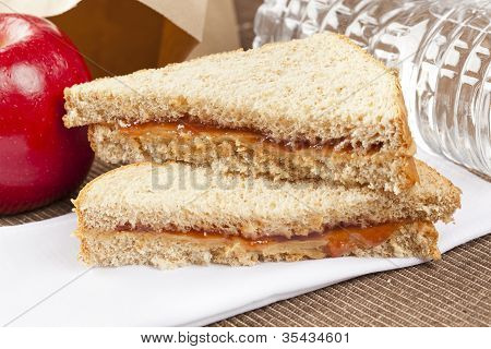 Erdnussbutter und Gelee-Sack-Mittagessen