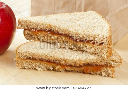 Erdnussbutter und Marmelade Sack Mittagessen