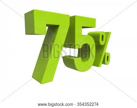 3d Render: ISOLATED 75% Percent Discount 3d Sign on White Background, Special Offer 75% Discount Tag, Sale Up to 75 Percent Off, Seventy-five Percent Letters Sale Symbol, Special Offer Label