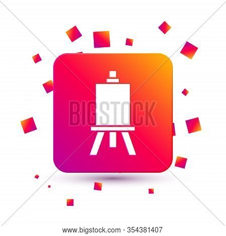White Wood Easel Or Painting Art Boards Icon Isolated On White Background. Square Color Button. Vect