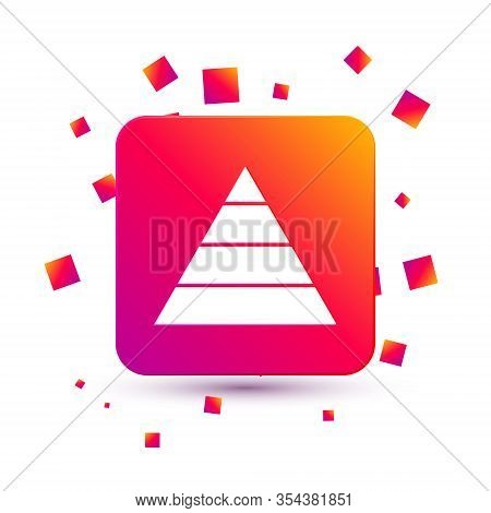 White Business Pyramid Chart Infographics Icon Isolated On White Background. Pyramidal Stages Graph 