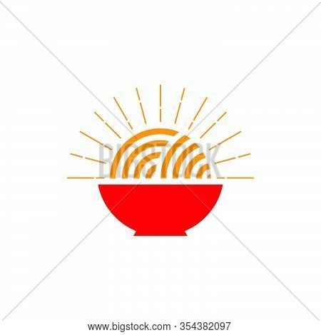 Shine Simple Geometric Bowl Noodle Food Symbol Decoration Vector
