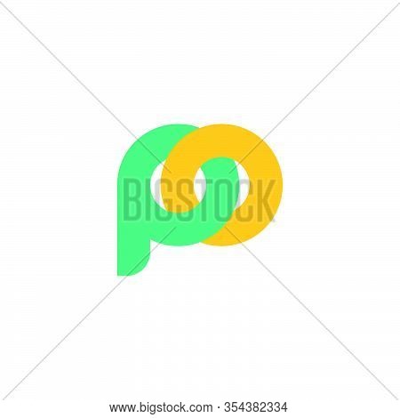 Letter Po Linked Colorful Fun Design Symbol Logo Vector