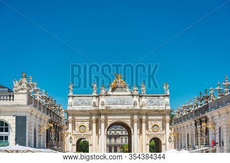 NANCY, FRANCE - June 23, 2018: Arc Here in Old Town Nancy, France