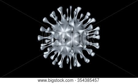 Virus Isolated On A Black Background 3d Rendering. A Dangerous Non-cellular Infectious Agent That Ca