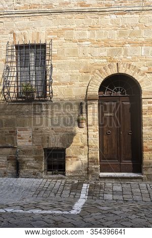 Ripatransone, Ascoli Piceno, Marches, Italy: Typical Street Of The Historic Town At Morning