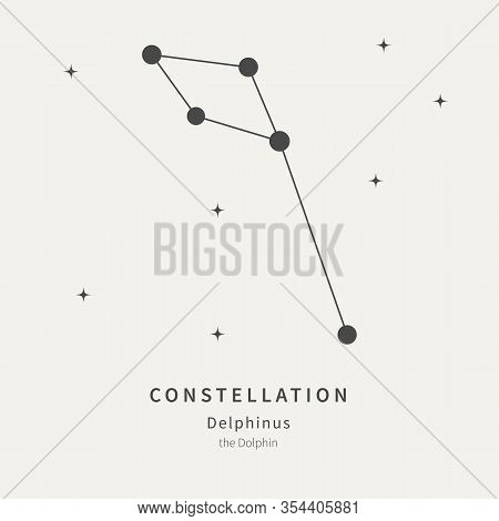 The Constellation Of Delphinus. The Dolphin - Linear Icon. Vector Illustration Of The Concept Of Ast