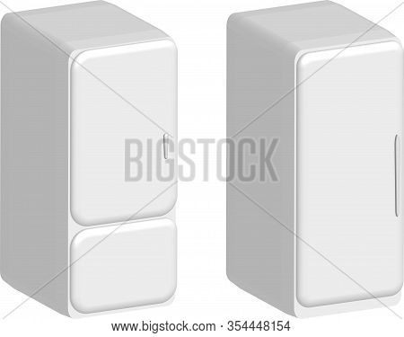 Set Of White Household Refrigerators In Realistic 3d Style Isolated On Transparent Background