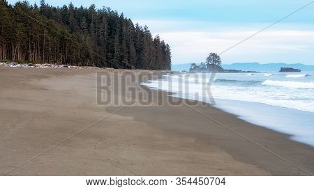 Beautiful Sandy Beach On The West Coast Trail Of Vancouver Island, British Columbia, Canada.
