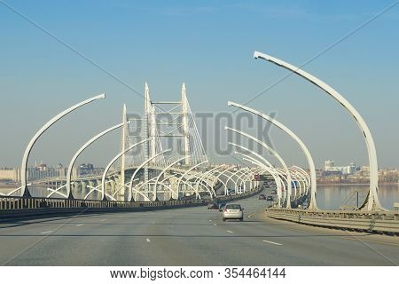 Saint Petersburg, Russia - April 05, 2019: April Day At The Western High Speed Diameter