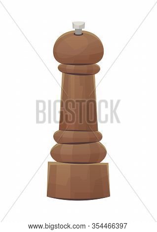Wooden Pepper Grinder Mill On White Background Vector