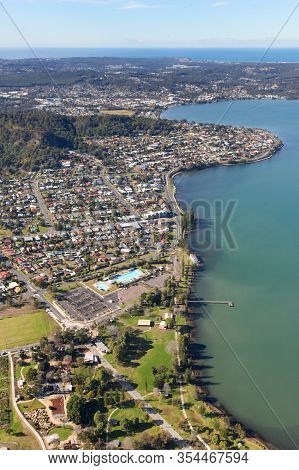 Aerial View Of The Lake Mcquarie Suburbs Of Speers Point And Warners Bay, Both Popular Residential A