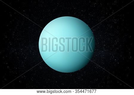 Planet Uranus In The Starry Sky Of Solar System In Space. This Image Elements Furnished By Nasa.