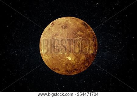 Planet Venus In The Starry Sky Of Solar System In Space. This Image Elements Furnished By Nasa.