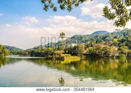 View At The Diyathilaka Mandapaya (island Of Kandy Lake) In Ksndy, Sri Lanka