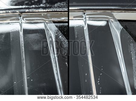 Photo Of Scratches On The Window Frame And Photo After Self-healing Of Anti-gravel Car Body Film