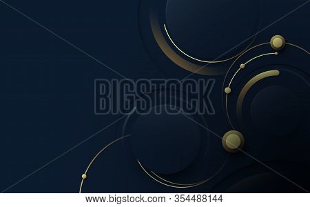 Abstract Blue And Gold Luxury Geometric With Hi-tech Futuristic Conccept Background
