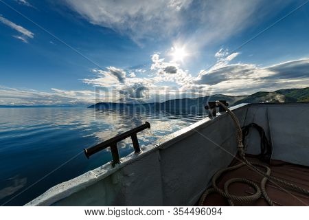 Baikal Lake View From A Side Of Moving Ferry