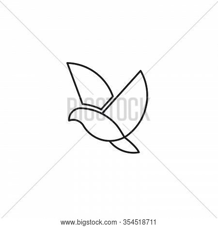 Flying Bird Continuous Line Drawing Elements Set Isolated On White Background For Logo Or Decorative