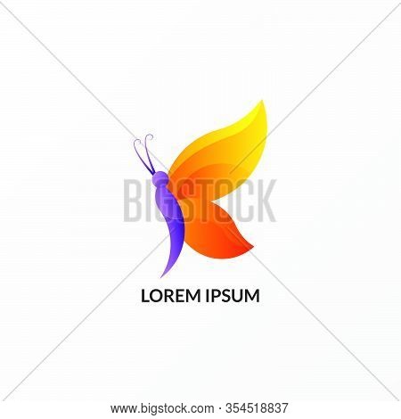 Vector Logo Illustration Butterfly Elegant Gradient Colorful Style