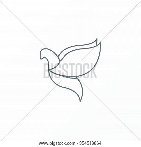Flying Bird Continuous Line Drawing Elements Set Isolated On White Background For Logo Or Decorative
