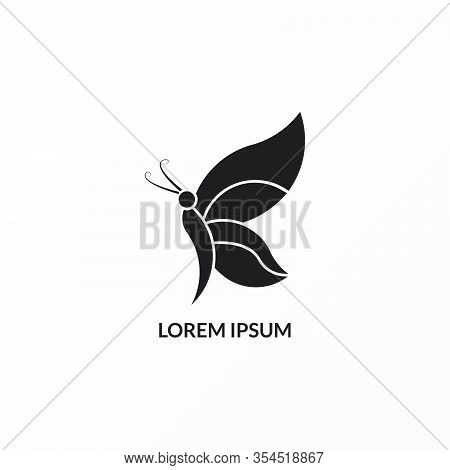 Logo Flying Butterflies Vector Black With White Background