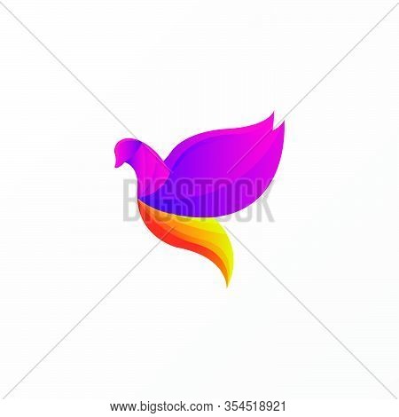 Vector Logo Illustration Bird Gradient Colorful Purple And Orange
