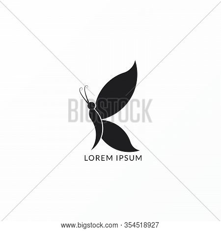 Logo Flying Butterflies Vector Black With White Background