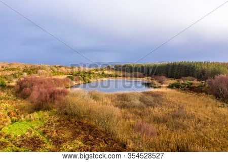 Aerial Of Lake In A Peatbog By Clooney, Portnoo - County Donegal, Ireland
