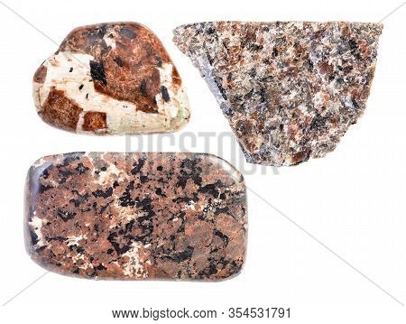 Set Of Various Spreusteined Rocks Isolated On White Background