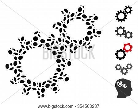 Dot Mosaic Based On Reduction Gears. Mosaic Vector Reduction Gears Is Composed With Randomized Oval 