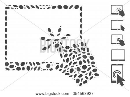 Dotted Mosaic Based On Click Mobile Tablet. Mosaic Vector Click Mobile Tablet Is Designed With Rando