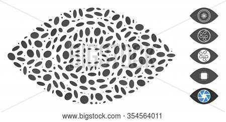 Dotted Mosaic Based On Smart Vision Eye. Mosaic Vector Smart Vision Eye Is Created With Scattered El