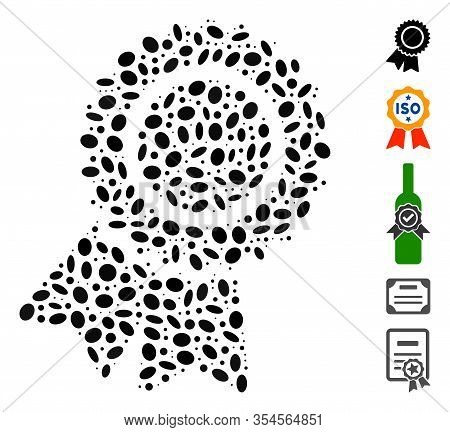 Dotted Mosaic Based On Certification Seal. Mosaic Vector Certification Seal Is Created With Random E