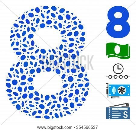 Dotted Mosaic Based On 8 Digit. Mosaic Vector 8 Digit Is Designed With Randomized Oval Dots. Bonus I
