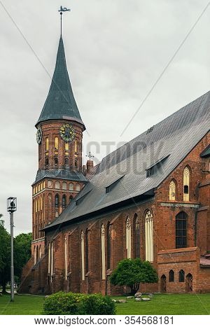 View Of The Brick Gothicstyle Konigsberg Cathedral In Kaliningrad. Russia, Kaliningrad, 2019-05-27.