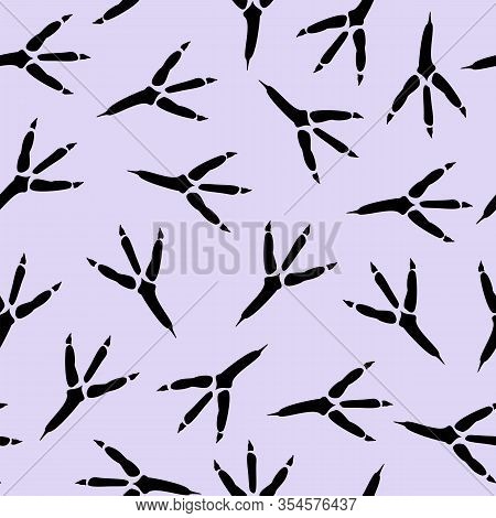 Seamless Pattern With Footprint Of A Bird. Vector Seamless Background With A Pattern Of Traces Of Bi