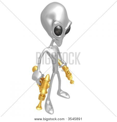 Чужеродных захватчиков с ретро Rayguns